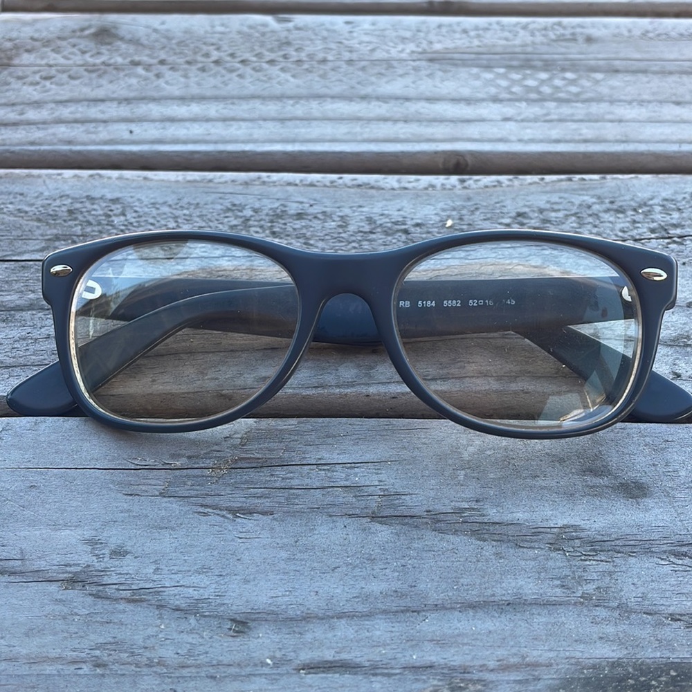 Raybans “New Wayfarers” Used. Matte grey. Frames only. Ready for your lenses.